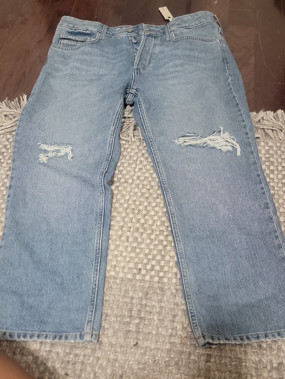 Calvin Klein Jeans Light Wash Straight Leg Ripped Denim